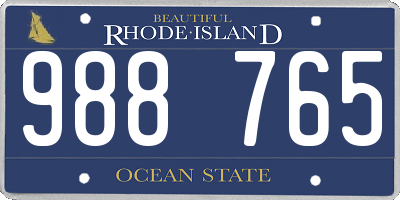 RI license plate 988765