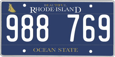 RI license plate 988769