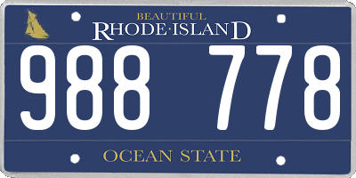 RI license plate 988778