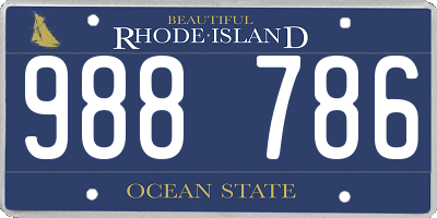 RI license plate 988786