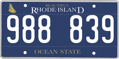 RI license plate 988839