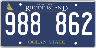 RI license plate 988862