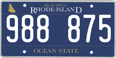 RI license plate 988875