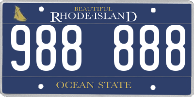 RI license plate 988888