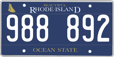 RI license plate 988892