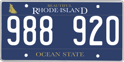 RI license plate 988920