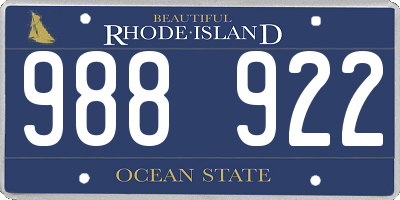 RI license plate 988922