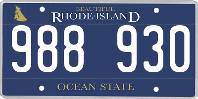 RI license plate 988930