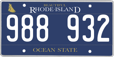 RI license plate 988932