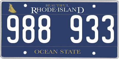 RI license plate 988933