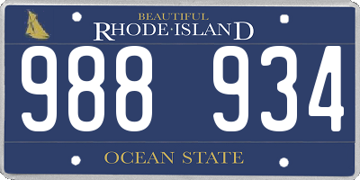 RI license plate 988934