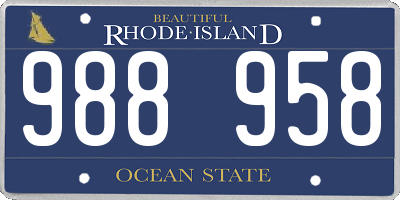 RI license plate 988958