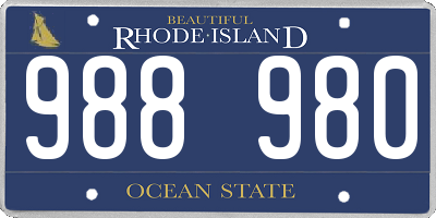 RI license plate 988980