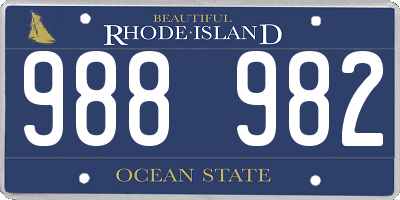 RI license plate 988982