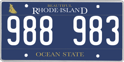 RI license plate 988983