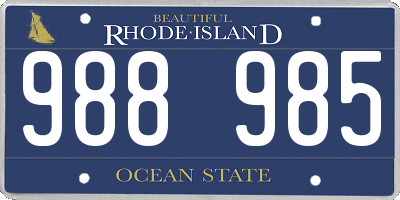 RI license plate 988985