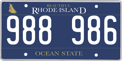 RI license plate 988986