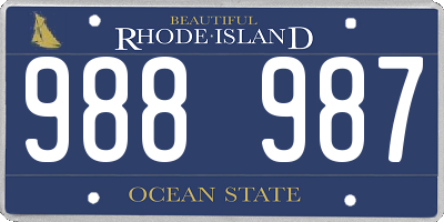 RI license plate 988987