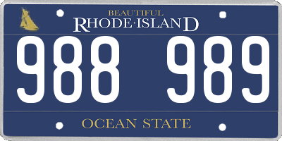 RI license plate 988989