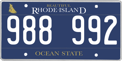 RI license plate 988992