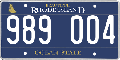 RI license plate 989004