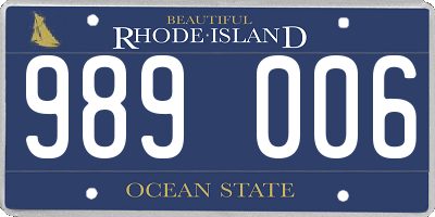 RI license plate 989006