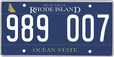 RI license plate 989007