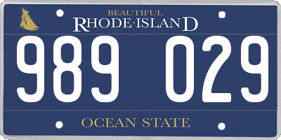 RI license plate 989029