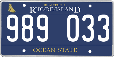 RI license plate 989033