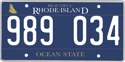 RI license plate 989034