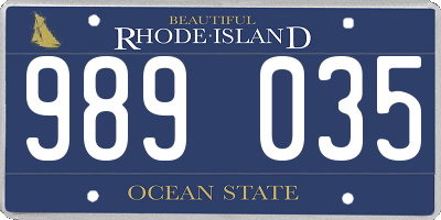 RI license plate 989035