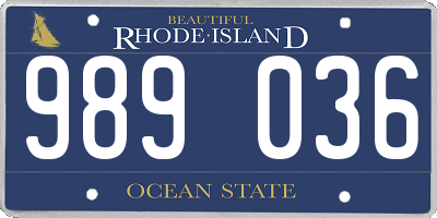 RI license plate 989036