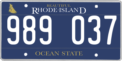 RI license plate 989037