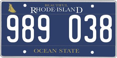 RI license plate 989038