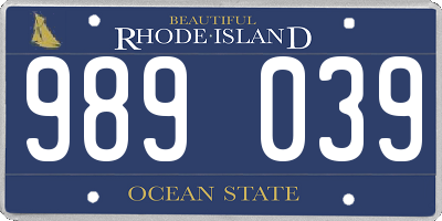 RI license plate 989039