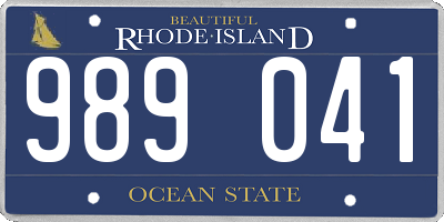 RI license plate 989041