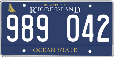 RI license plate 989042