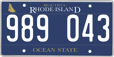 RI license plate 989043