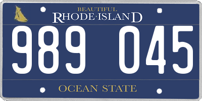 RI license plate 989045