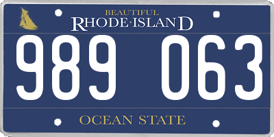 RI license plate 989063