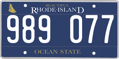 RI license plate 989077