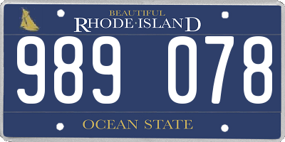 RI license plate 989078