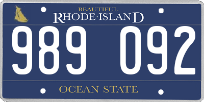 RI license plate 989092