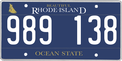 RI license plate 989138