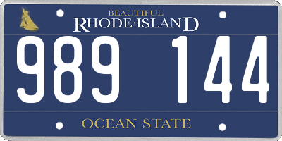 RI license plate 989144