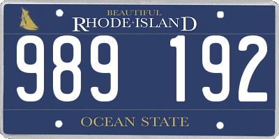 RI license plate 989192