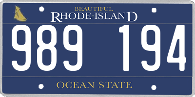 RI license plate 989194