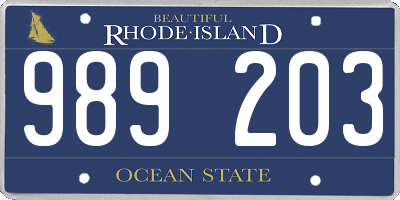 RI license plate 989203