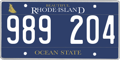 RI license plate 989204