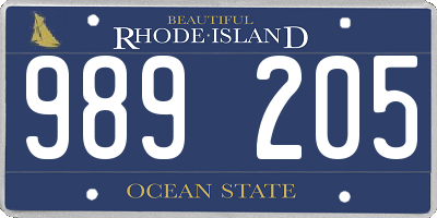 RI license plate 989205